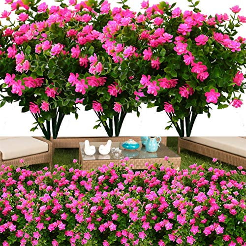 Artificial Flowers 20 Bunches Plastic Green Plants For Outdoor Garden Decoration